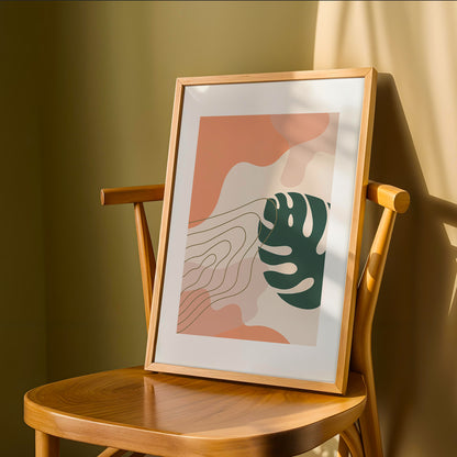 Abstract Monstera Leaf Wall Frame – Set of 1