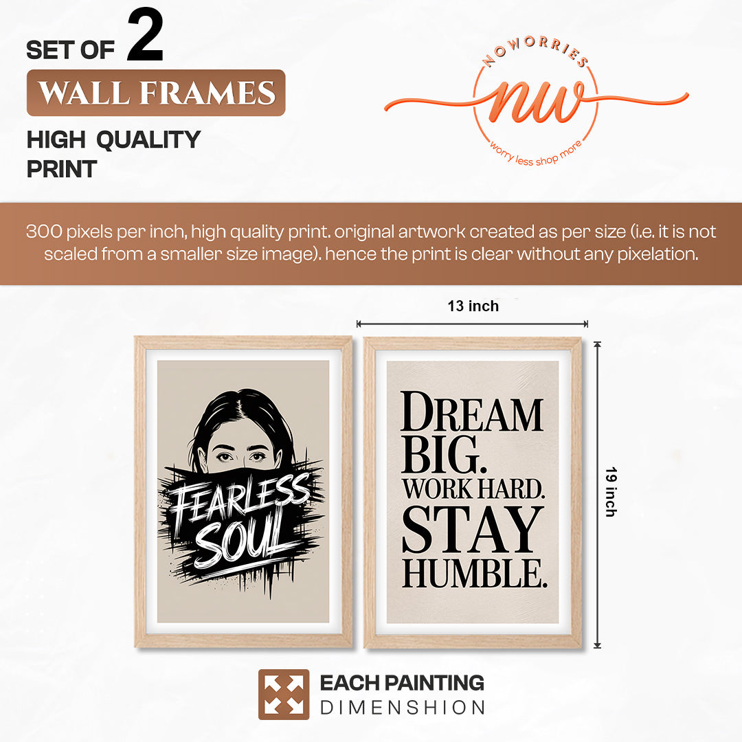 Fearless Soul Motivational Wall Art Set of 2