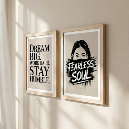 Fearless Soul Motivational Wall Art Set of 2