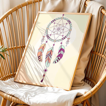 Boho Dreamcatcher Minimalist Framed Poster