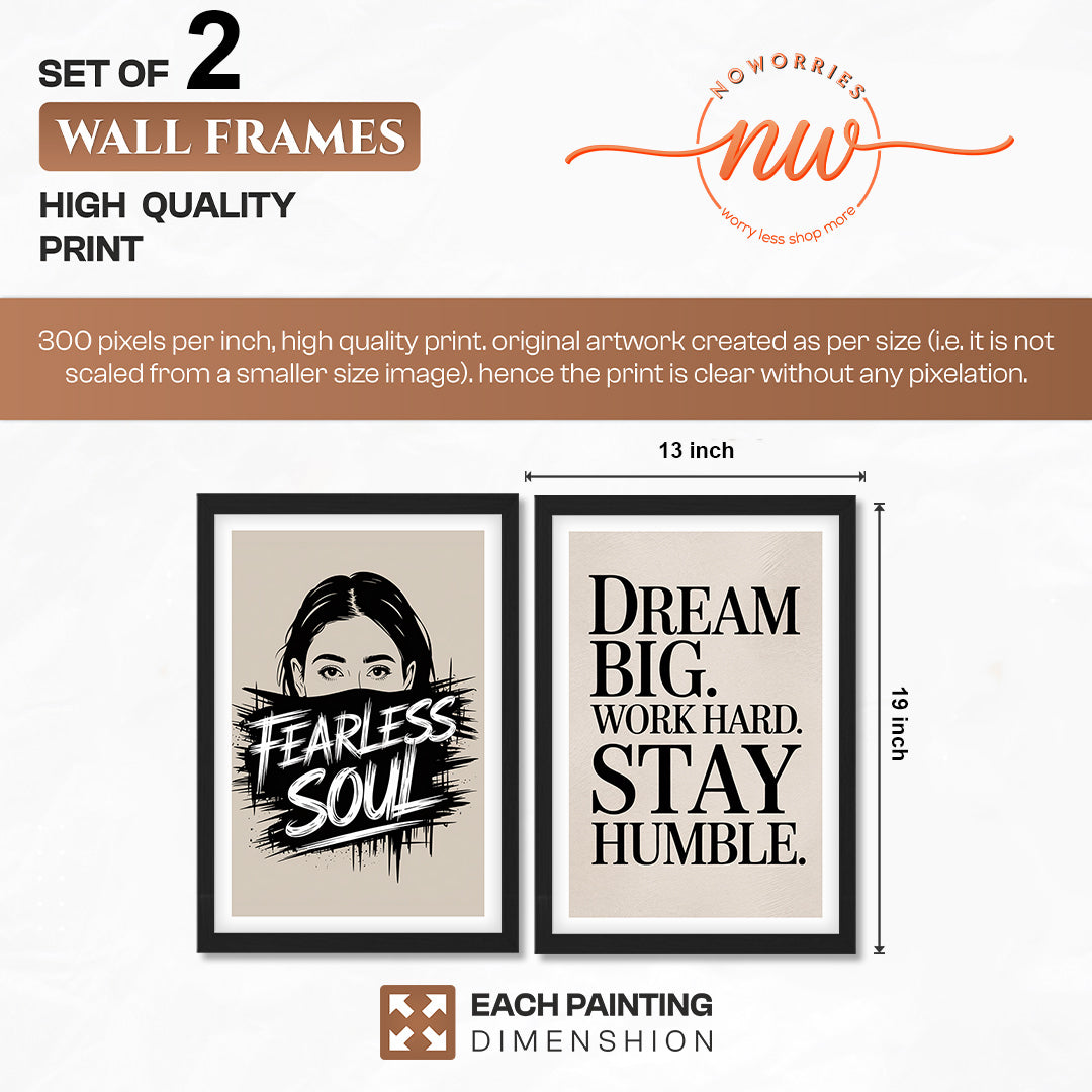 Fearless Soul Motivational Wall Art Set of 2