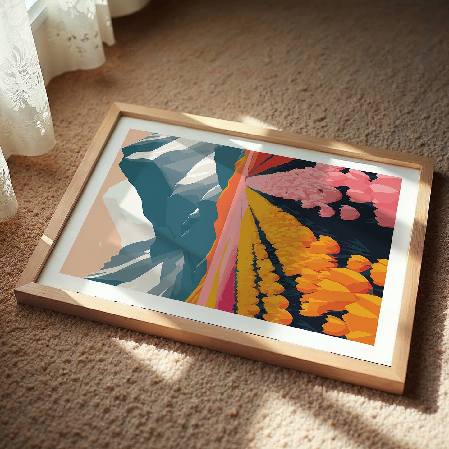 Blooming Valley Landscape Wall Frame – Set of 1