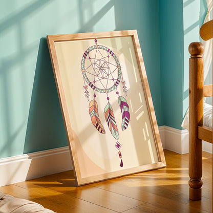 Boho Dreamcatcher Minimalist Framed Poster