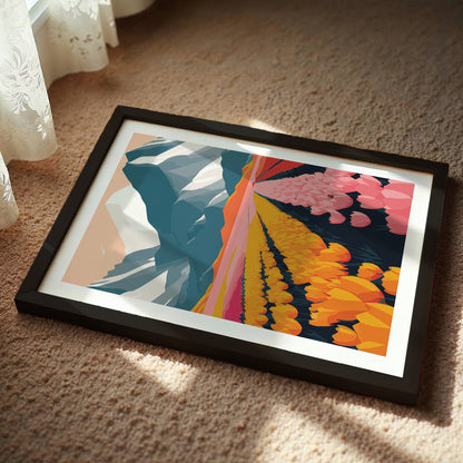 Blooming Valley Landscape Wall Frame – Set of 1