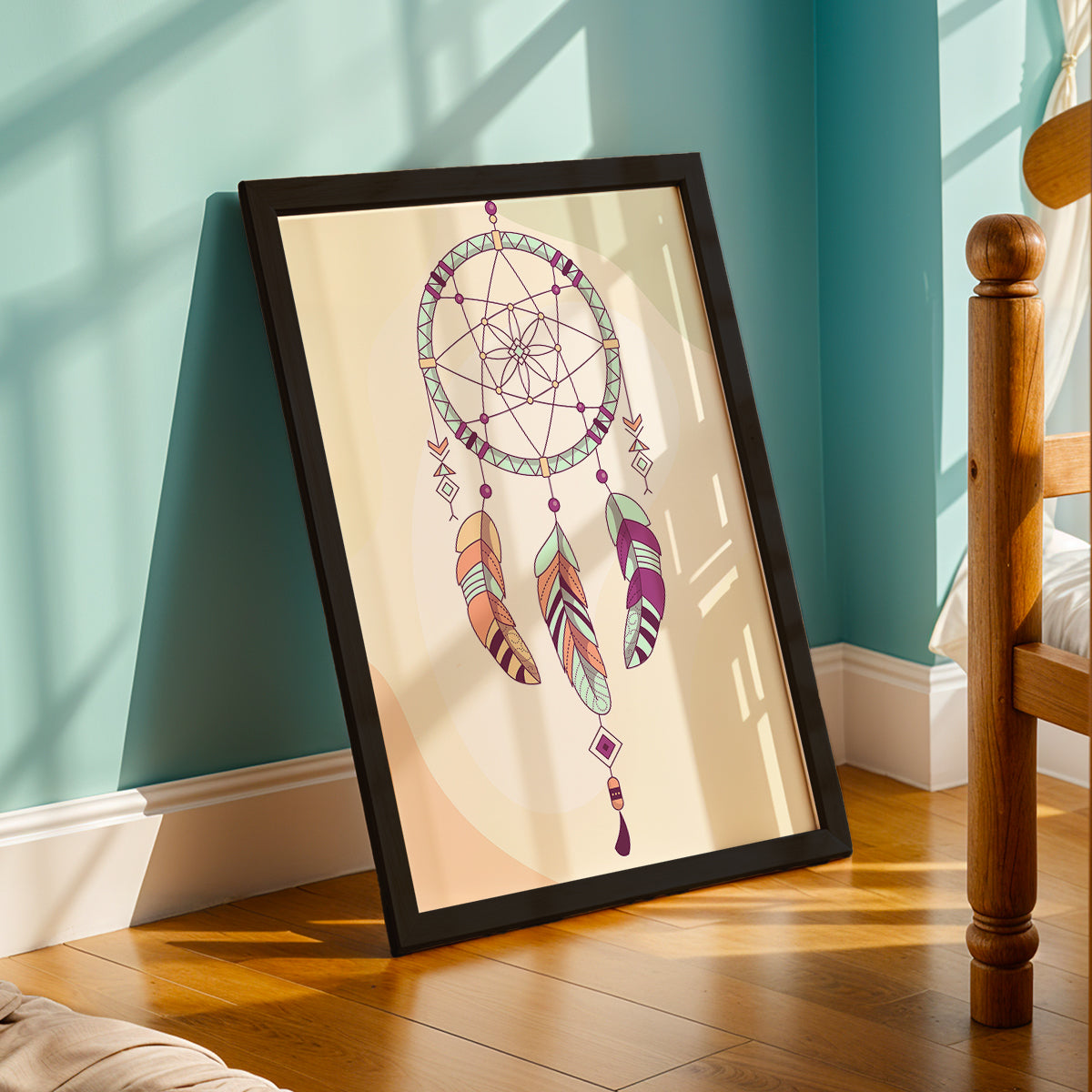 Boho Dreamcatcher Minimalist Framed Poster