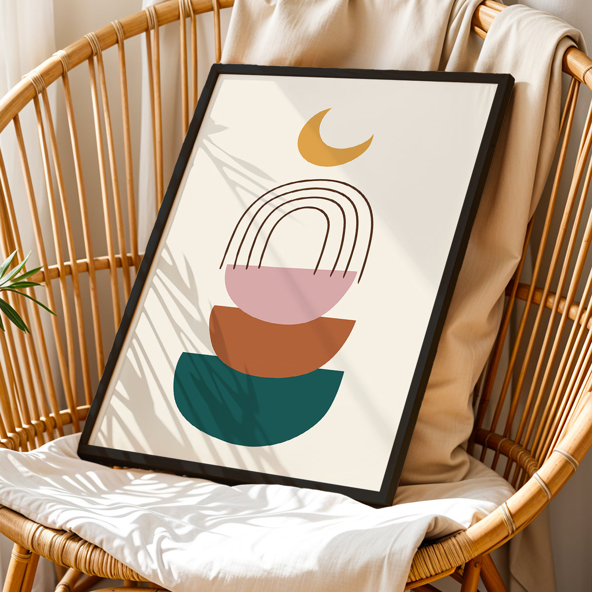 Boho Rainbow Moon Wall Art