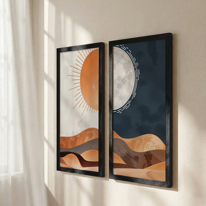 Sun & Moon Desert Wall Art Set of 2