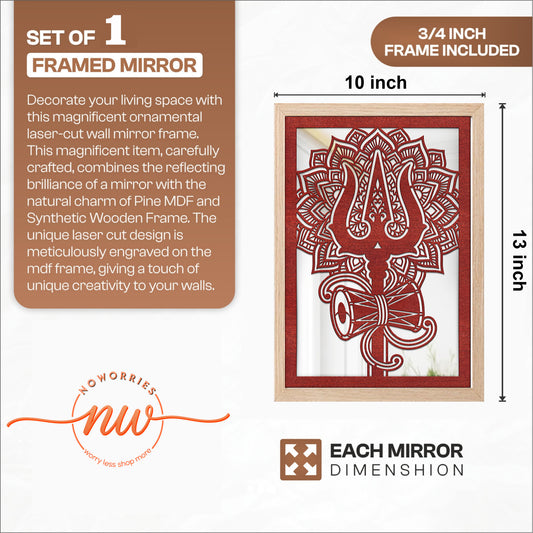 Shiva Trishul Pinewood Laser wall Art