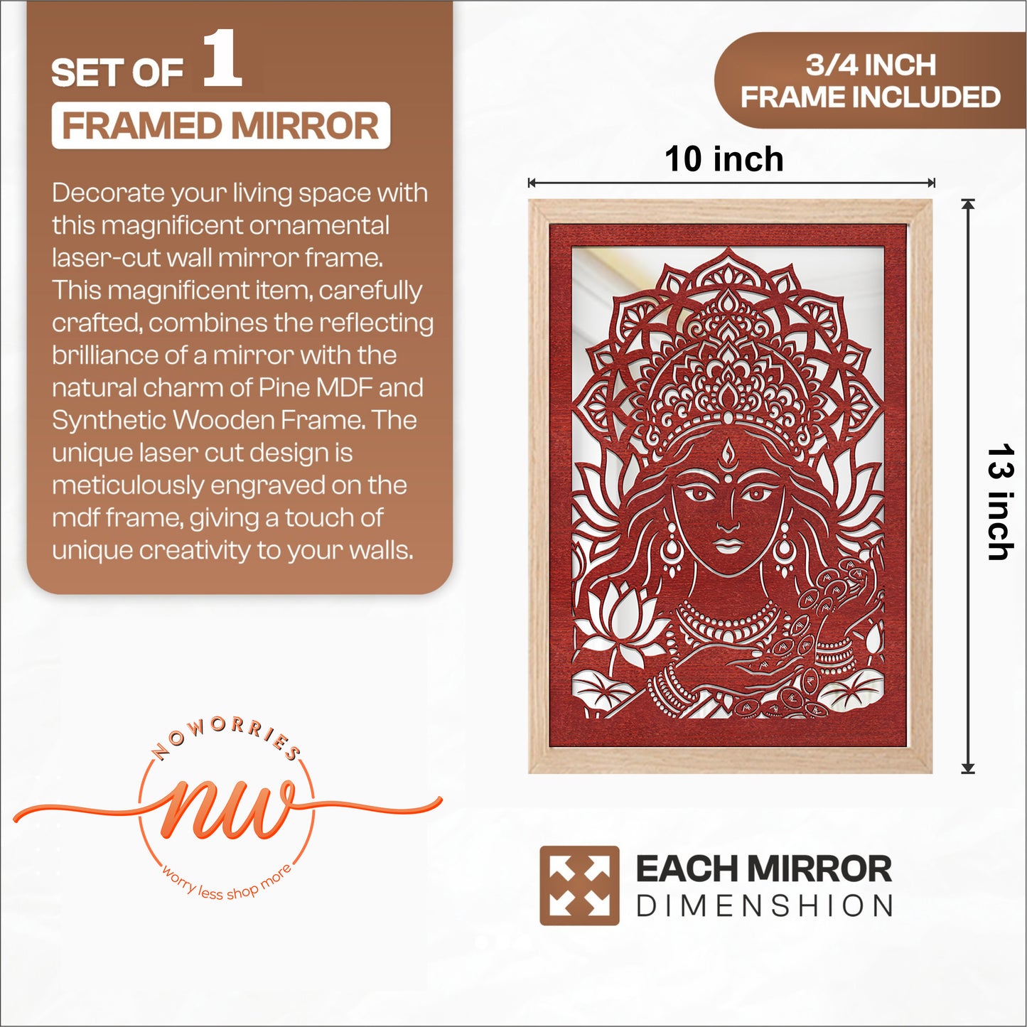 Lakshmi Pinewood Laser wall Art