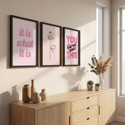 Pink Motivational Wall Frames Set of 3
