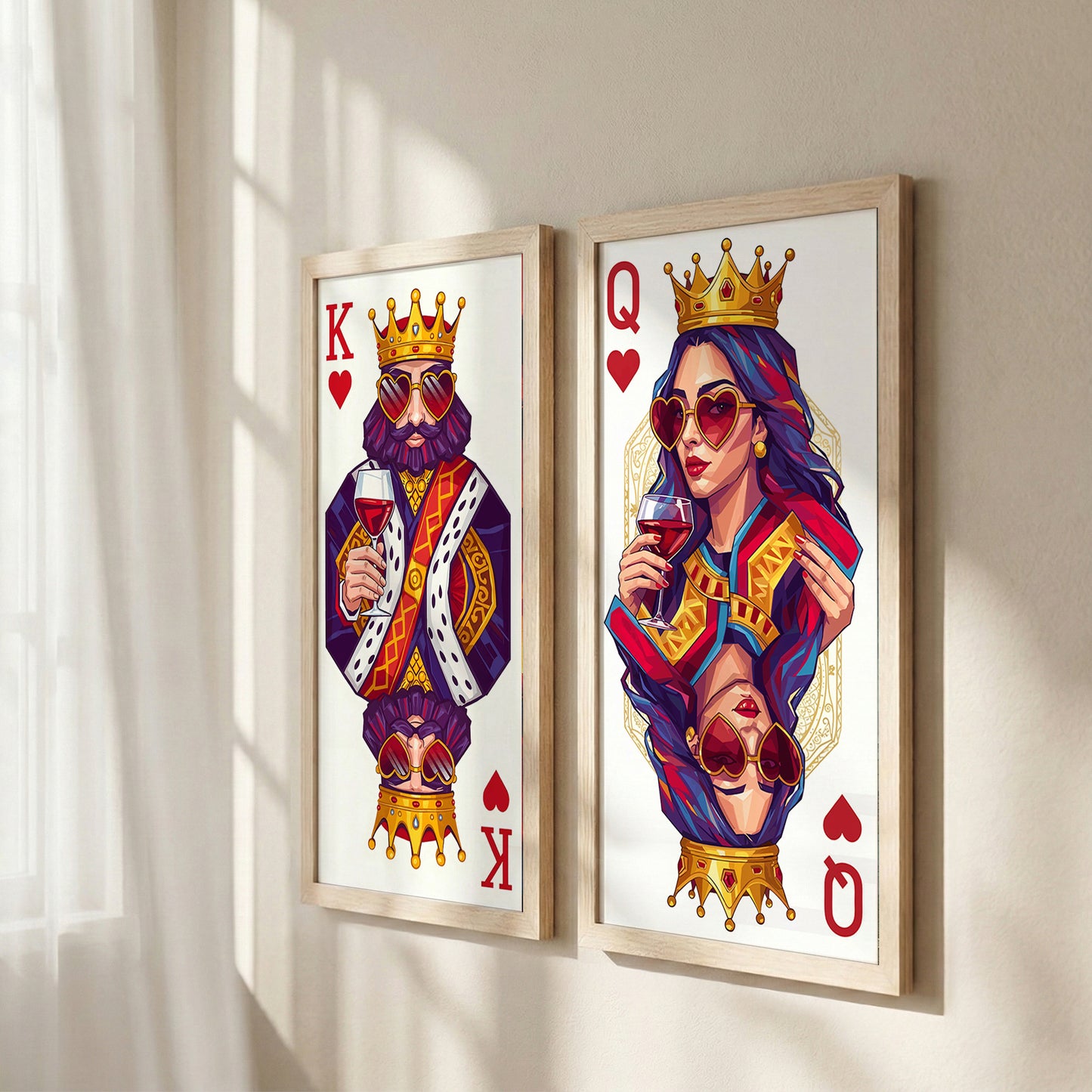 King & Queen Card Art Wall Frame Set of 2