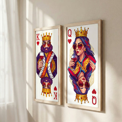 King & Queen Card Art Wall Frame Set of 2