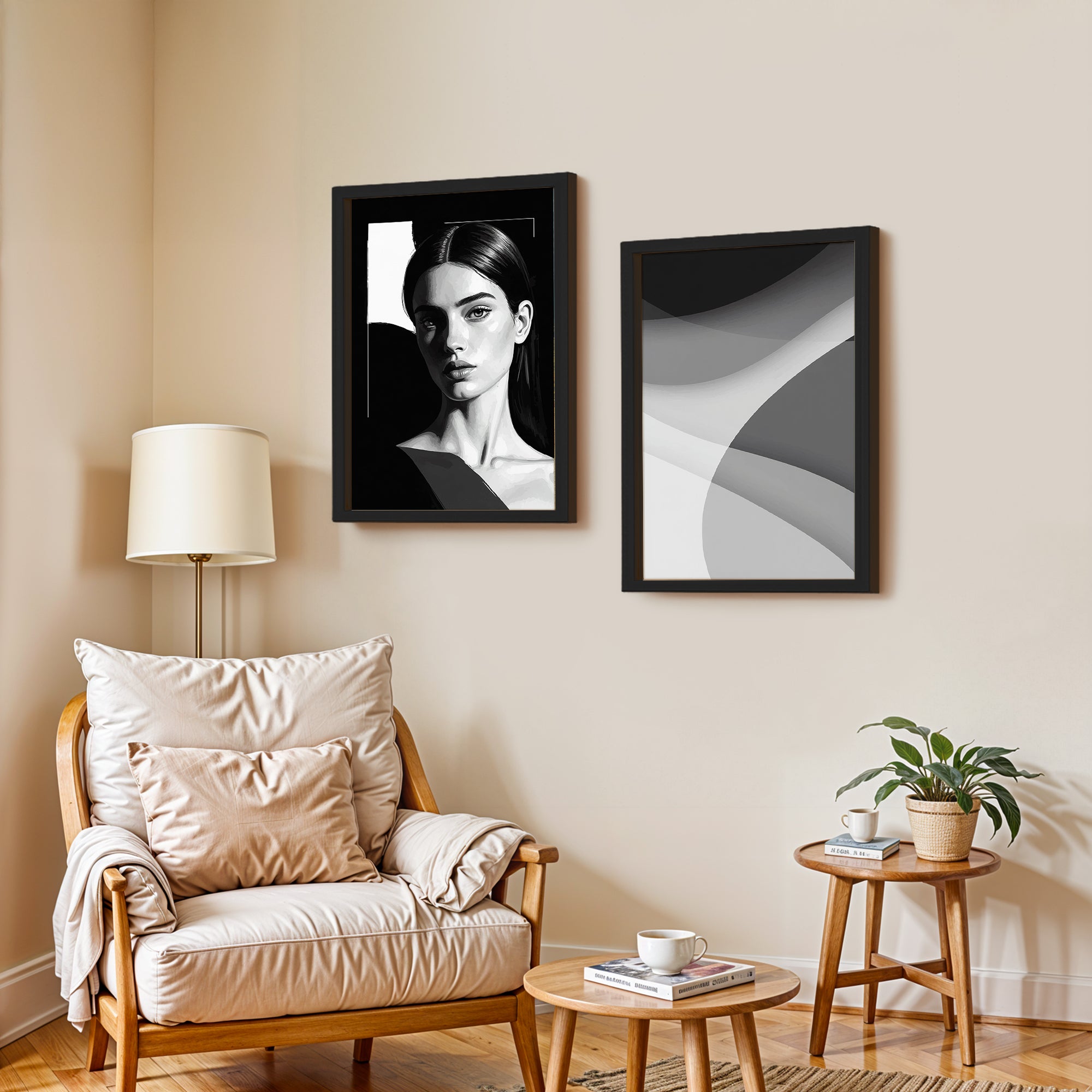 Modern Abstract & Portrait Wall Frame Set of 2