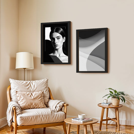 Modern Abstract & Portrait Wall Frame Set of 2