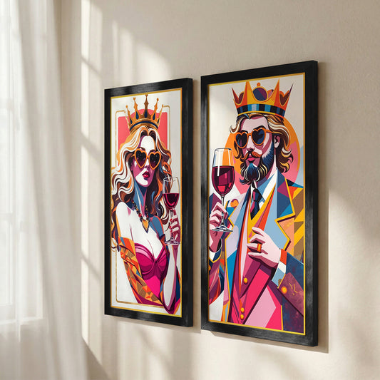 Royal Wine Couple Wall Frame Set Set of 2