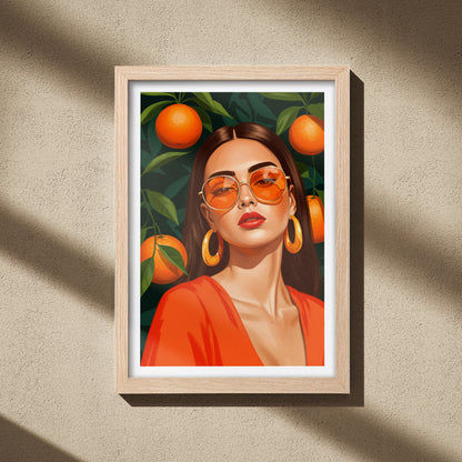 Orange Aesthetic Fashion Portrait Framed Wall Art