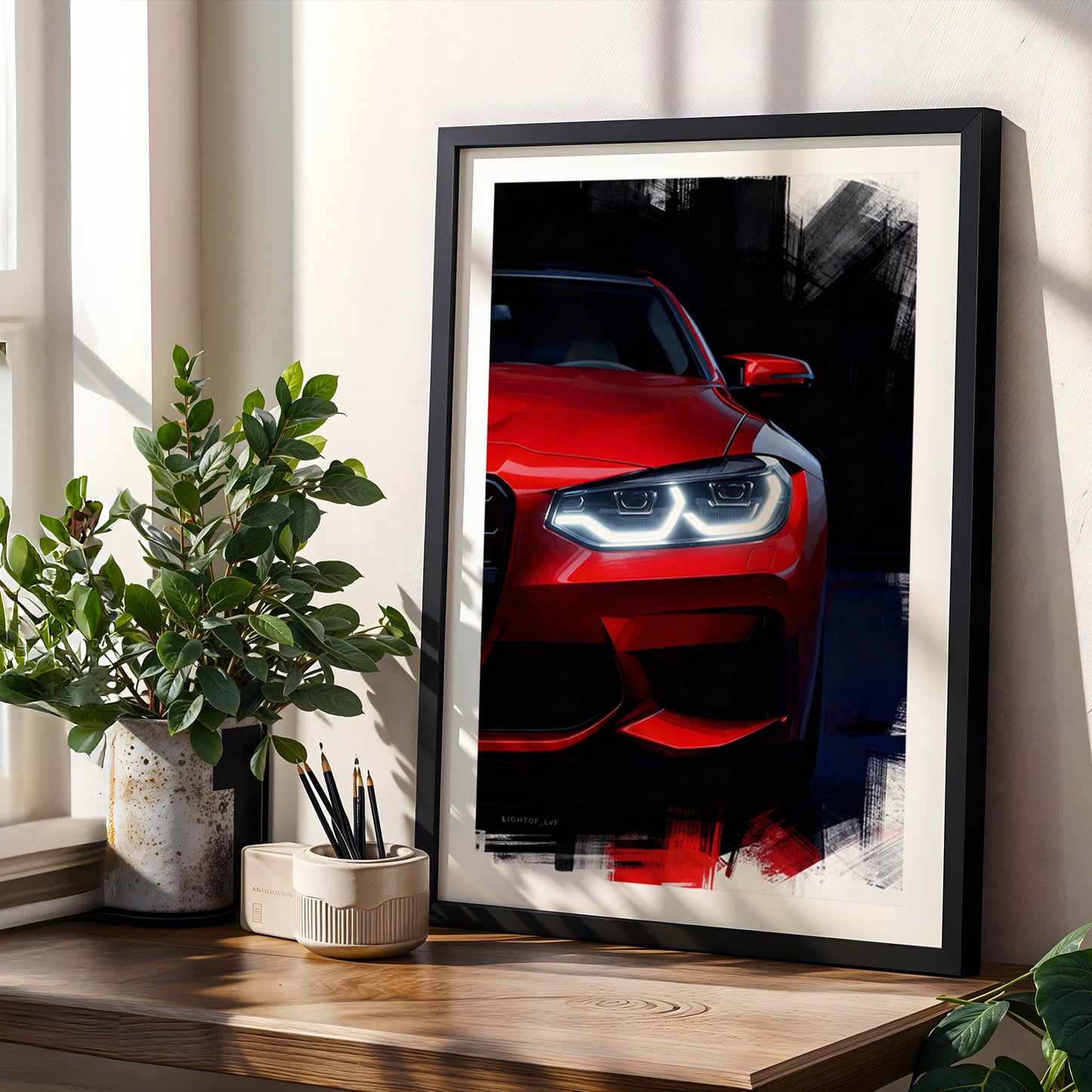 Neon Drift Car Wall Frame Set