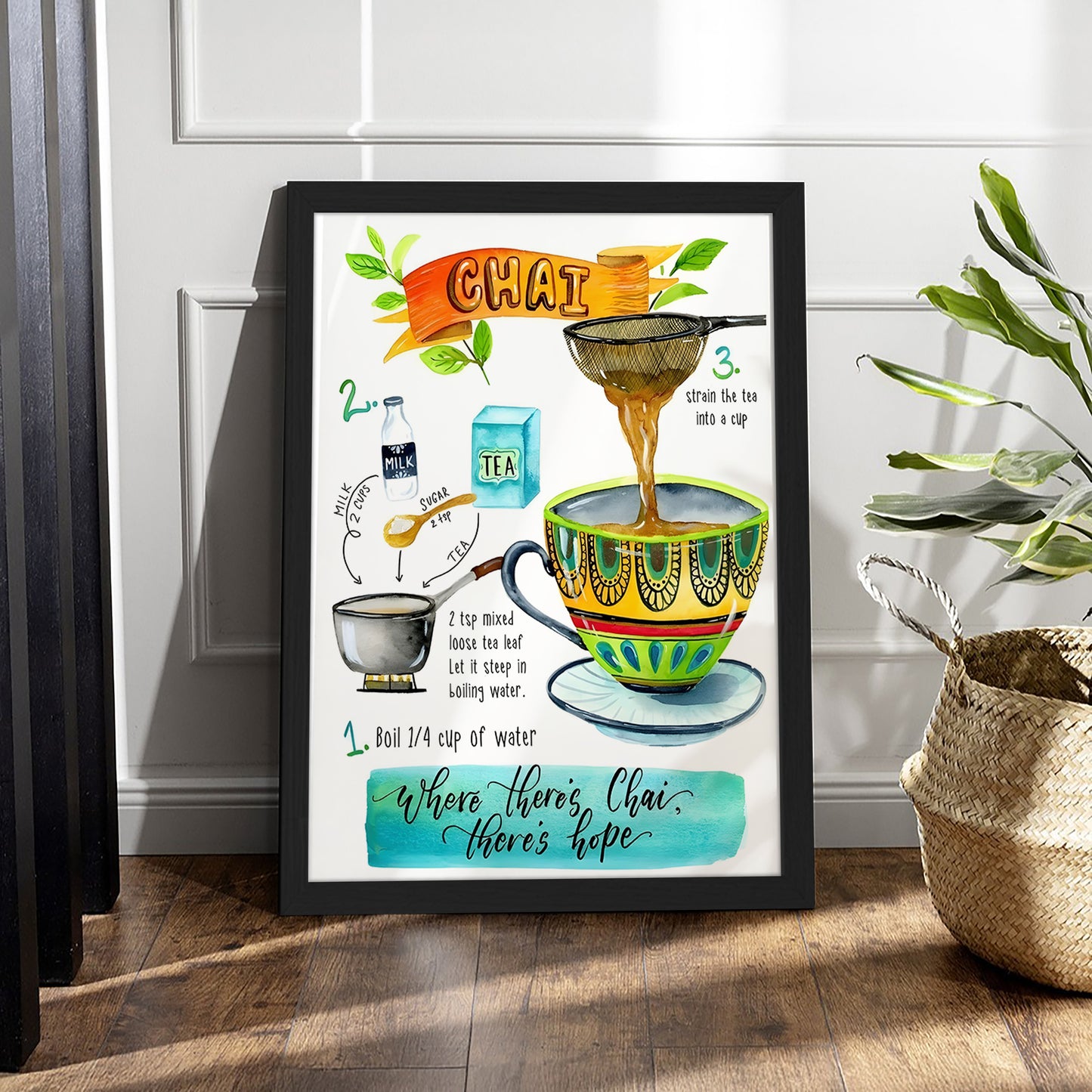 Chai Recipe Kitchen Wall Frame Set of 1