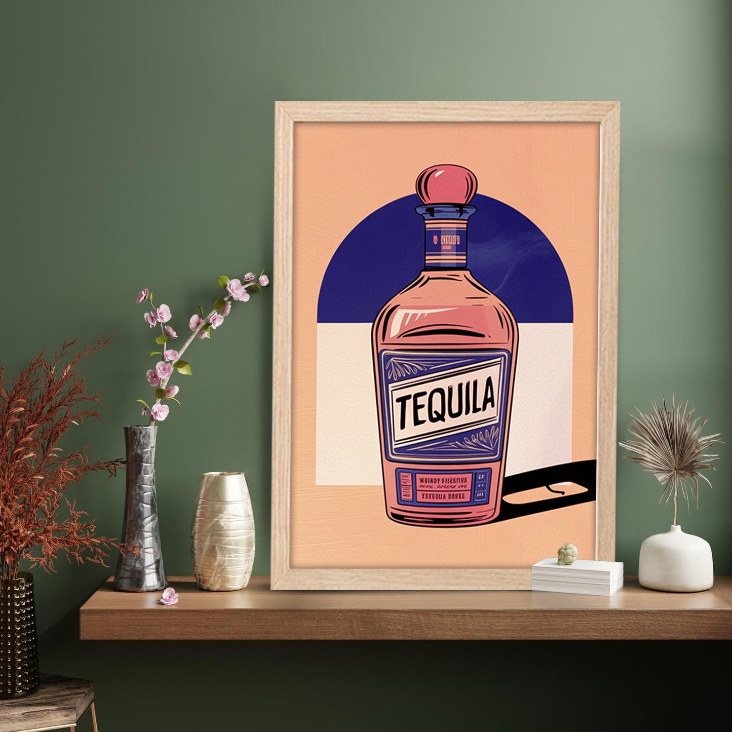 Tequila Bottle Art Wall Frame