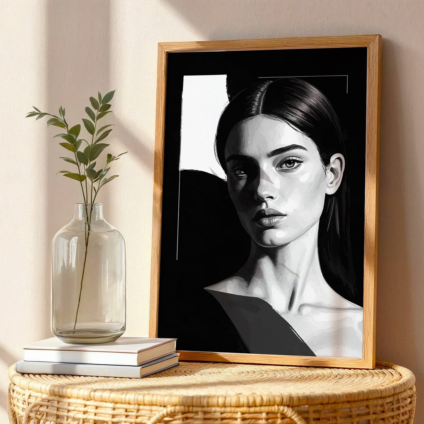 Monochrome Woman Portrait Framed Art Print