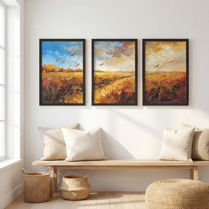 Vintage Meadow Floral Wall Art Frames Set of 3