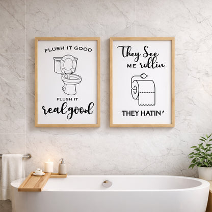 Funny Bathroom Quotes Set of 2