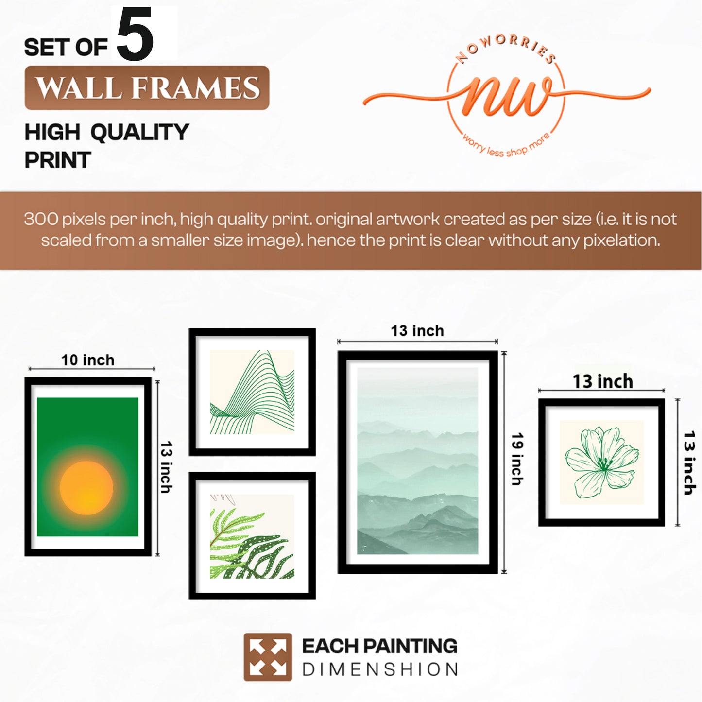 Mountain Mist Wall Art Set of 5