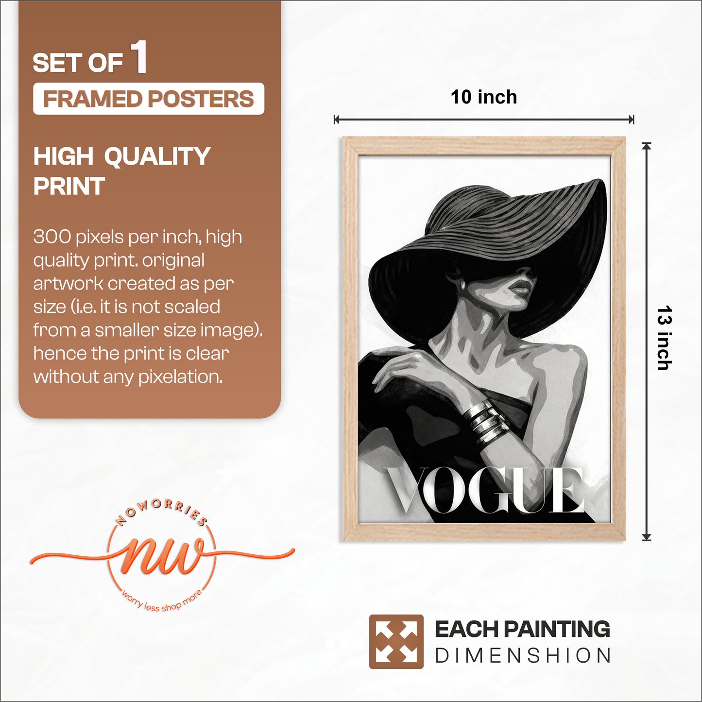 VOGUE Fashion Lady Black & White Framed Wall Art