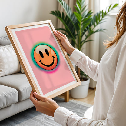 Pastel Smiley Face Aesthetic Framed Poster