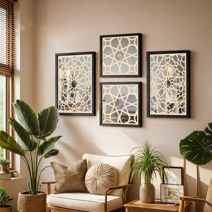 Star Pattern Mirror Set of 4