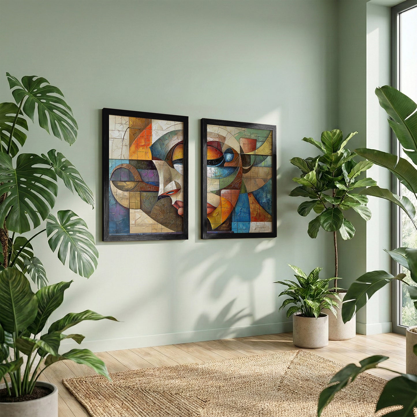 Abstract Cubist Faces Wall Art Set