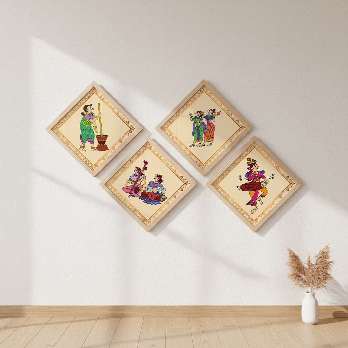 Folk Melody Wall Art Set of 4