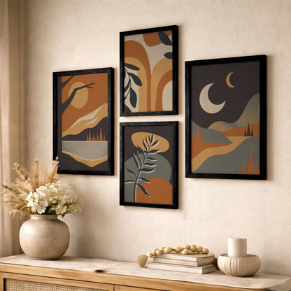 Abstract Boho Landscape Wall Art Set of 4