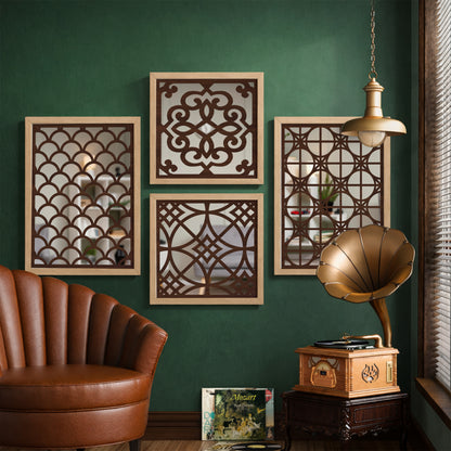 Blush Arabesque Mirror Art Set of 4