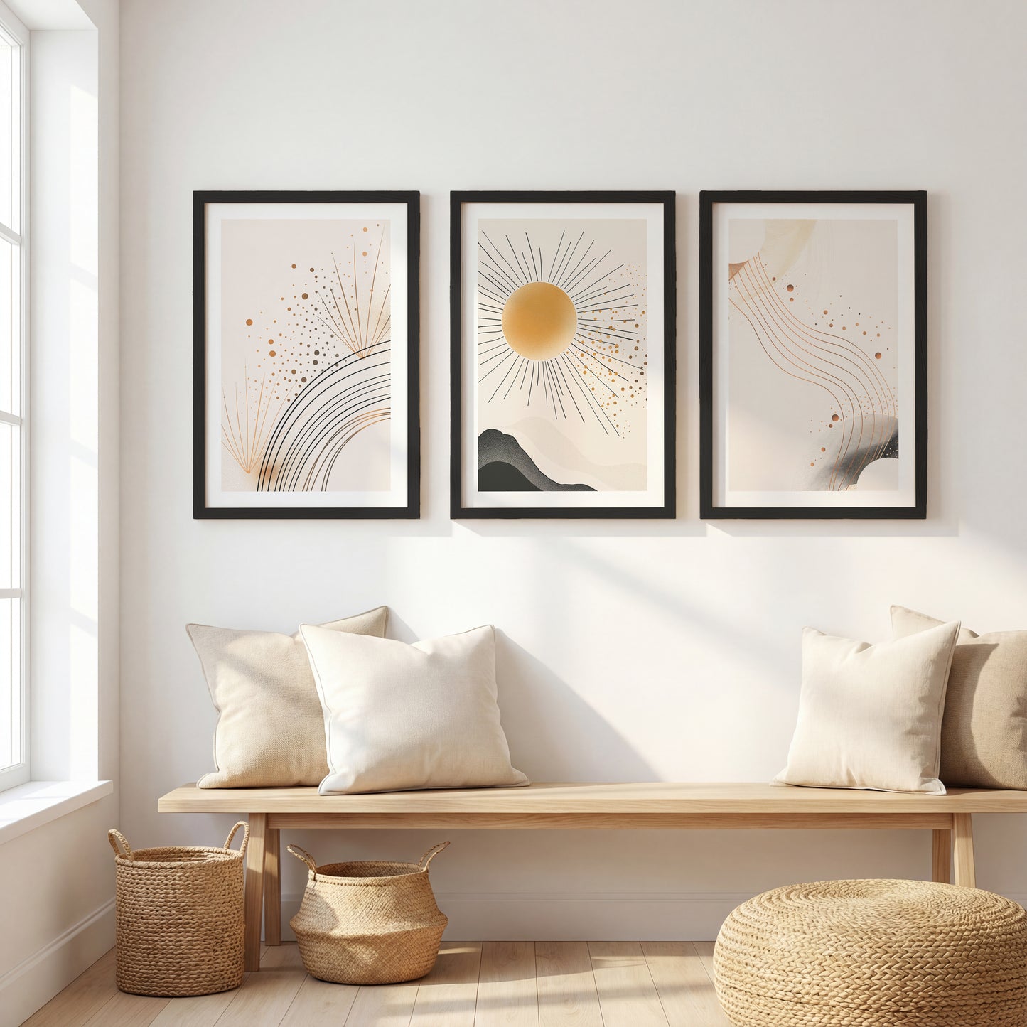 Boho Sun Wall Frames Set of 3