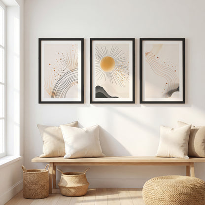 Boho Sun Wall Frames Set of 3