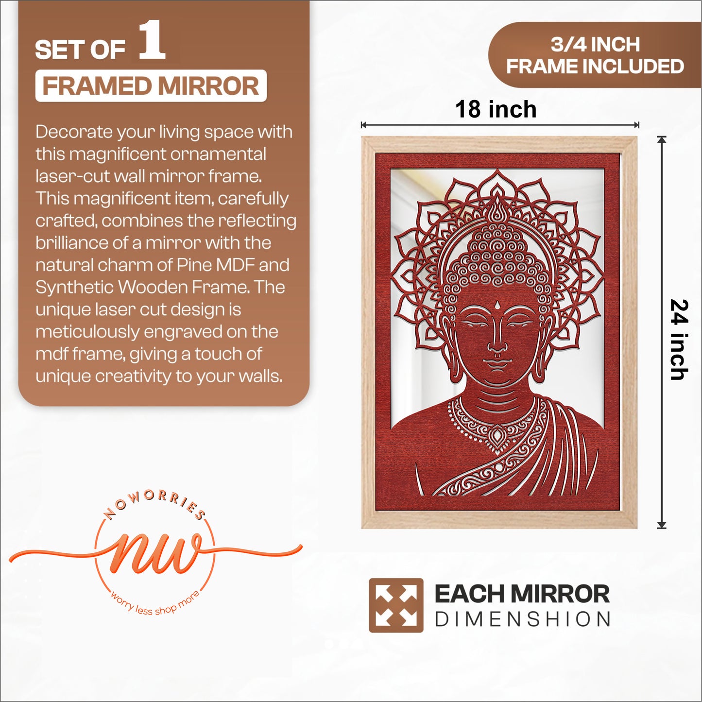 Buddha Pinewood Laser Wall Art