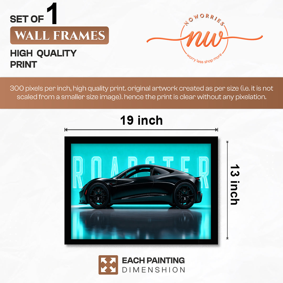 Tesla Roadster Neon Edition Wall Frame