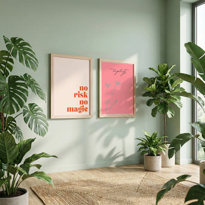 No Risk No Magic Inspirational Wall Art Set of 2