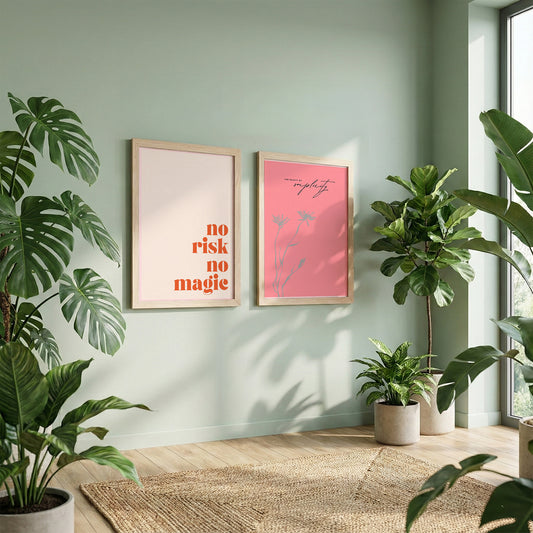No Risk No Magic Inspirational Wall Art Set of 2