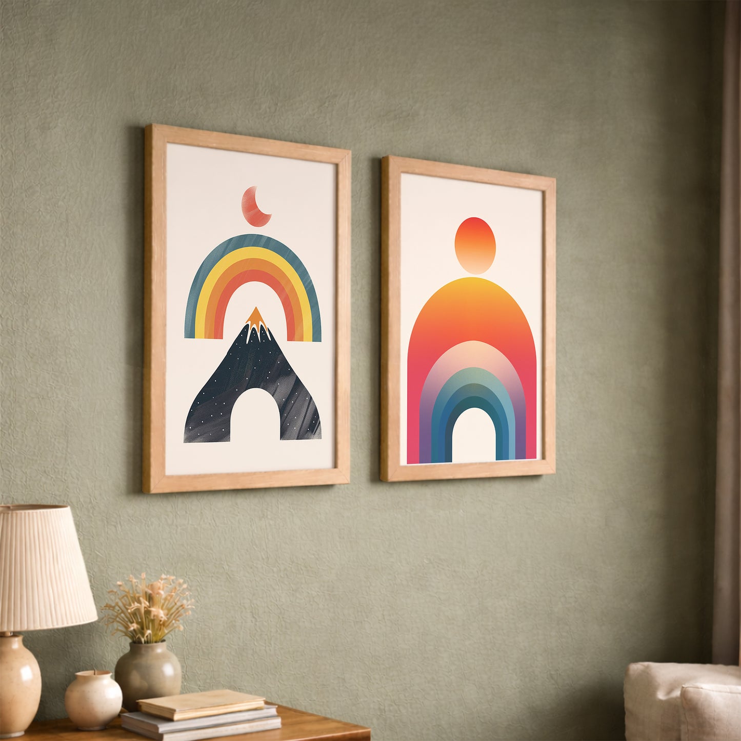 Boho Rainbow Wall Art Set of 2