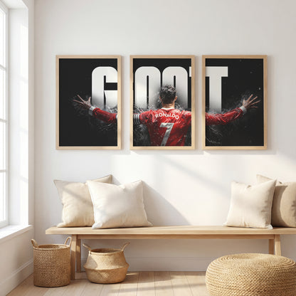 Cristiano Ronaldo GOAT Wall Art Set of 3
