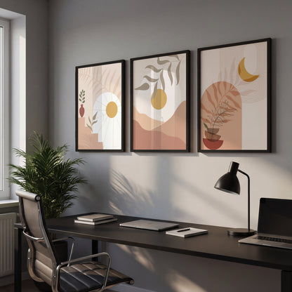 Modern Neutral Landscape Wall Frames Set of 3