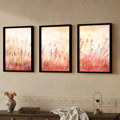 Blush Wildflower Botanical Wall Frames Set of 3