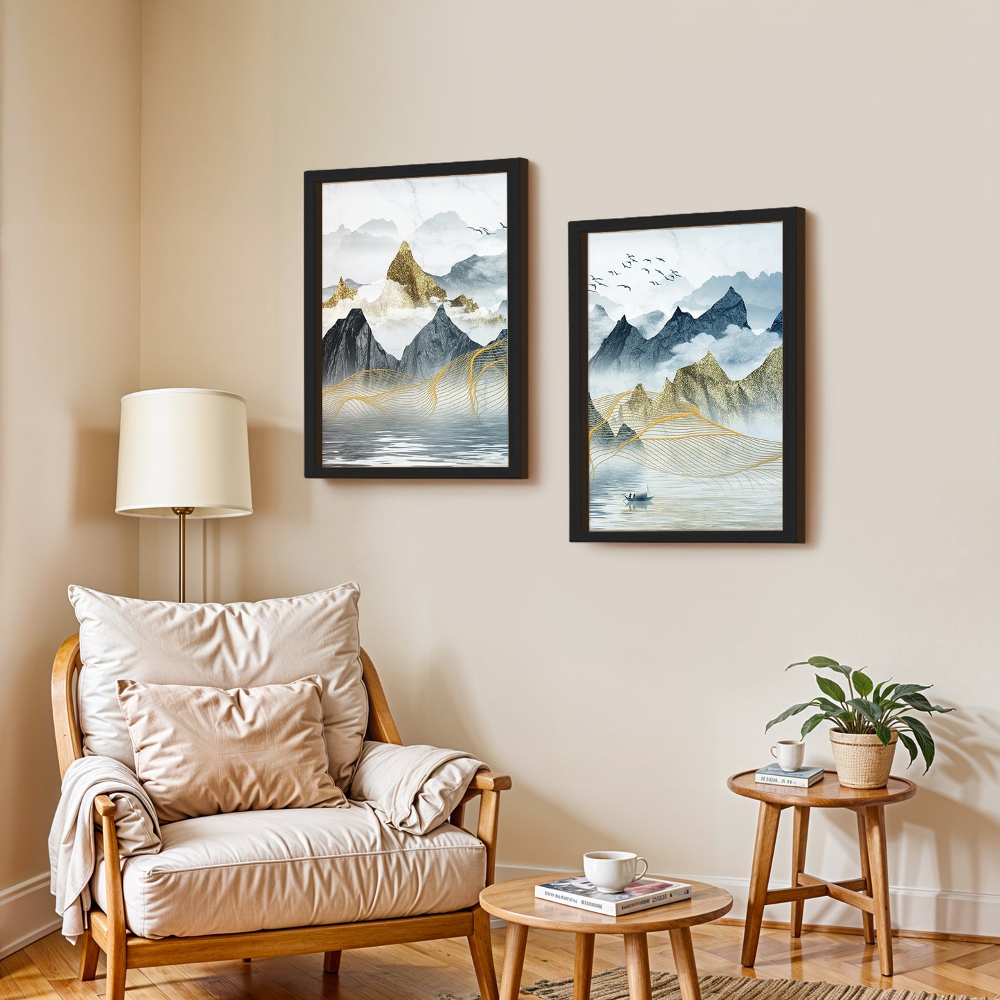 Modern Mountain Art Wall Frame Set of 2