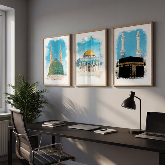 Islamic Sacred Landmarks Wall Art Set – 3