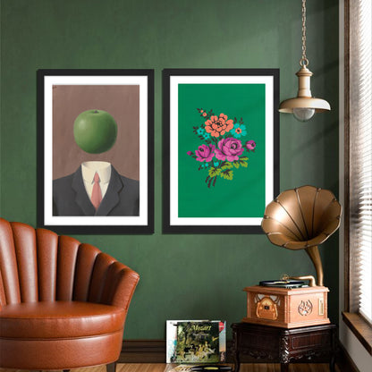 Surreal Apple & Floral Wall Art Set