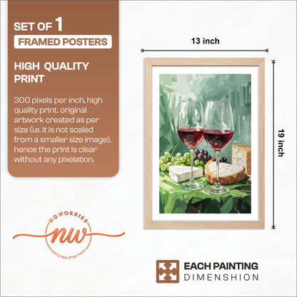 Wine and Cheese Still Life Wall Frame