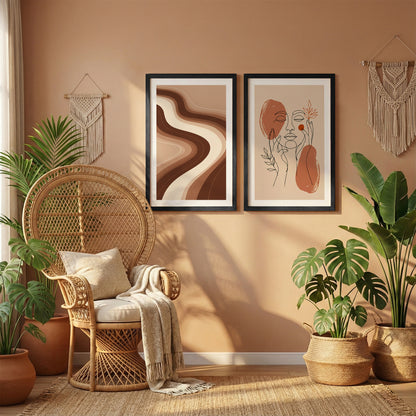 Terracotta Abstract Framed Set