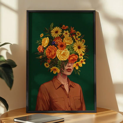 Floral Portrait Abstract Framed Wall Art Print